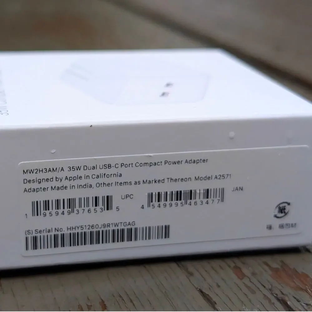 NIB Genuine Apple 35W Dual USB-C Port Compact Power Adapter OEM Fast Charger